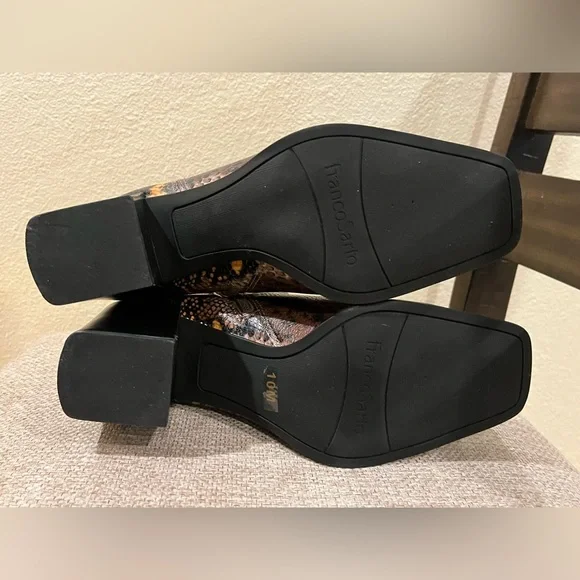 Franco Sarto leather snake print block heel ankle boots/ booties. Square toe. 10 - Picture 7 of 14
